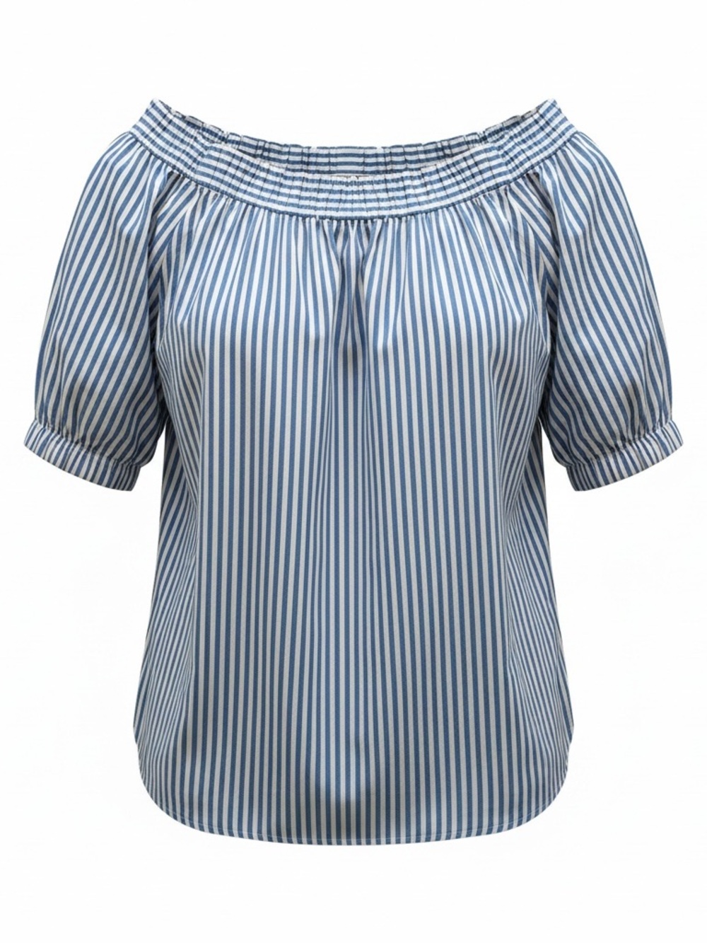 Michael Kors Blue and White Striped Off-Shoulder Blouse size Small